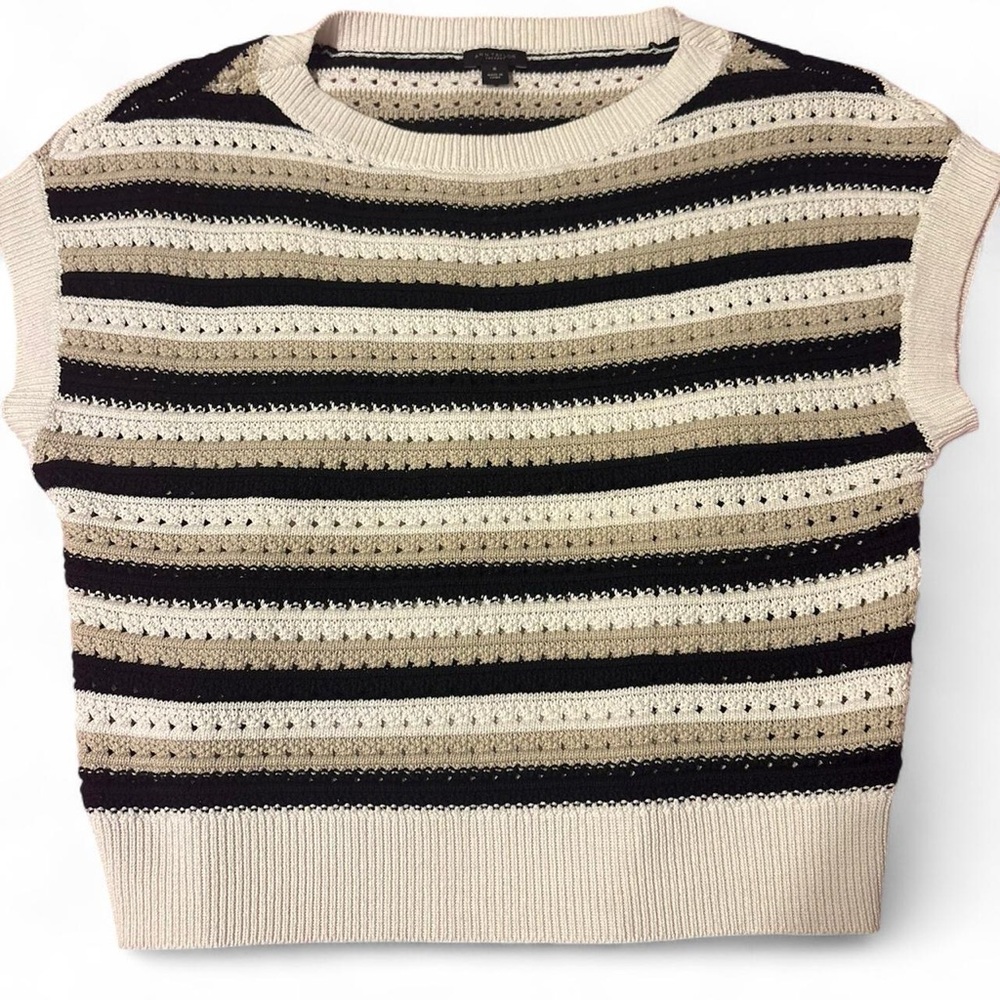 Ann Taylor Factory Black and Cream Striped Sweater